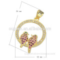 2015 summer Oval buckle 24K zircon birds gold pendant new design gold jewelry pendant